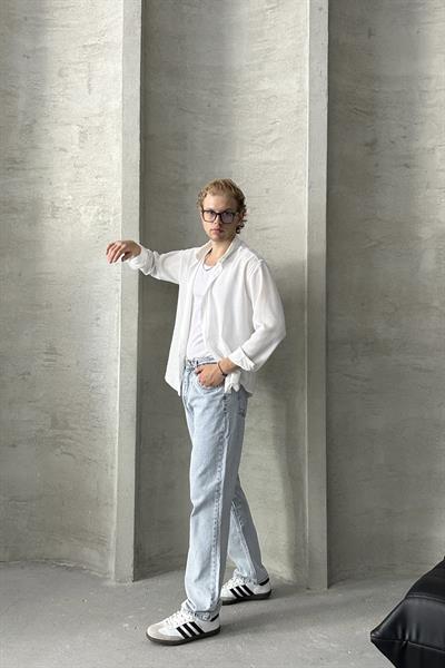 Erkek Baggy Jean Pantolon Mavi
