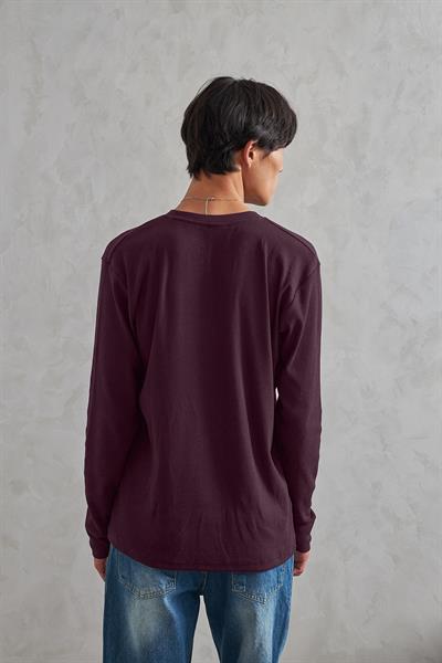 Erkek Henley Yaka Düğmeli Penye Bluz Bordo