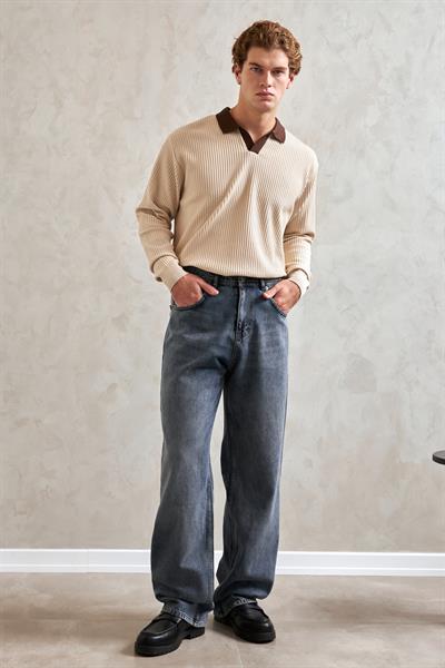 Erkek Ekstra Baggy Jean Pantolon Açık Mavi