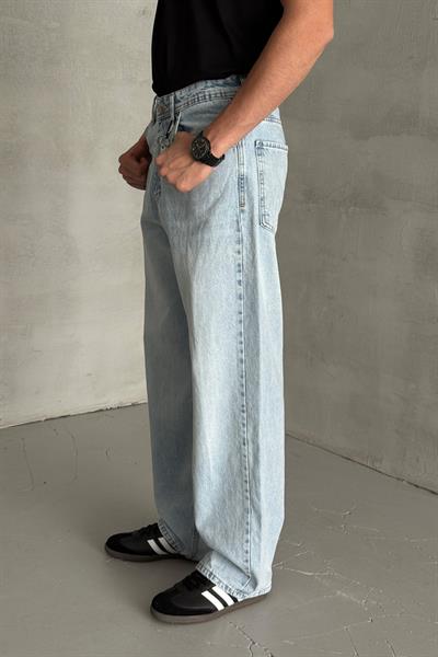 Erkek Ekstra Baggy Jean Pantolon Buz Mavi