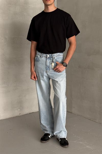 Erkek Ekstra Baggy Jean Pantolon Buz Mavi