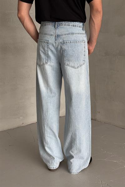 Erkek Ekstra Baggy Jean Pantolon Buz Mavi