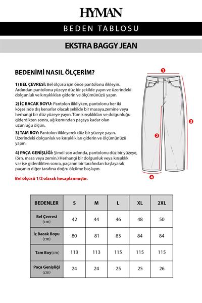 Erkek Ekstra Baggy Jean Pantolon Buz Mavi