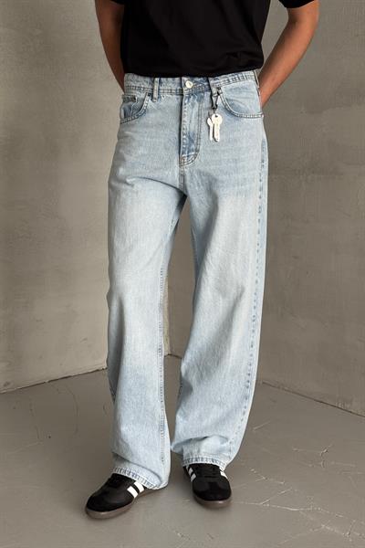 Erkek Ekstra Baggy Jean Pantolon Buz Mavi