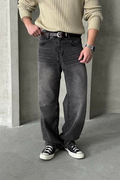 Erkek Ekstra Baggy Jean Pantolon Gri