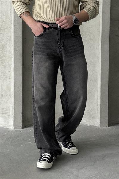 Erkek Ekstra Baggy Jean Pantolon Gri