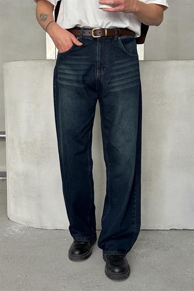 Erkek Ekstra Baggy Jean Pantolon Koyu Mavi