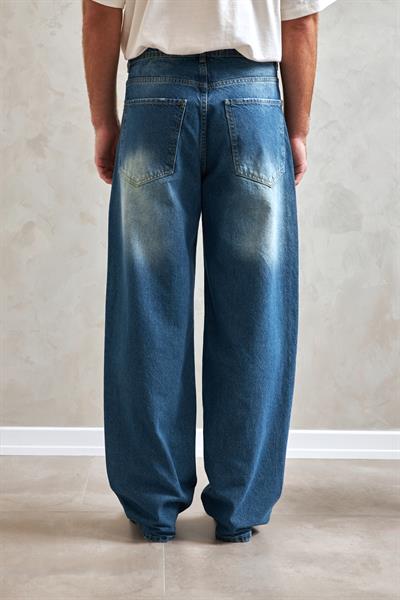 Erkek Ekstra Baggy Jean Pantolon Mavi