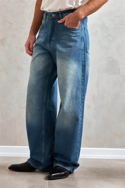 Erkek Ekstra Baggy Jean Pantolon Mavi