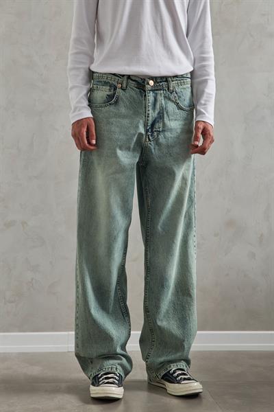 Erkek Ekstra Baggy Jean Pantolon Yeşil