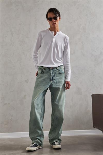 Erkek Ekstra Baggy Jean Pantolon Yeşil