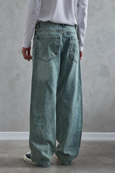 Erkek Ekstra Baggy Jean Pantolon Yeşil