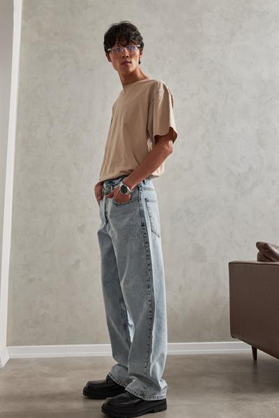 Erkek Ekstra Baggy Jean Pantolon indigo mavi