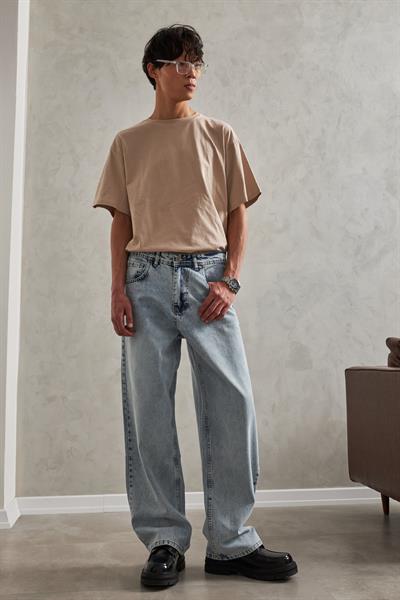 Erkek Ekstra Baggy Jean Pantolon indigo mavi