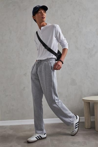 Erkek Önü Dikiş Detaylı Baggy Eşofman Altı Grimelanj