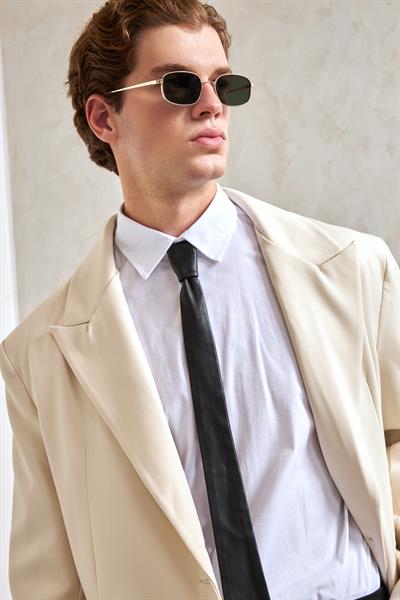 Erkek Oversize Blazer Ceket Ekru