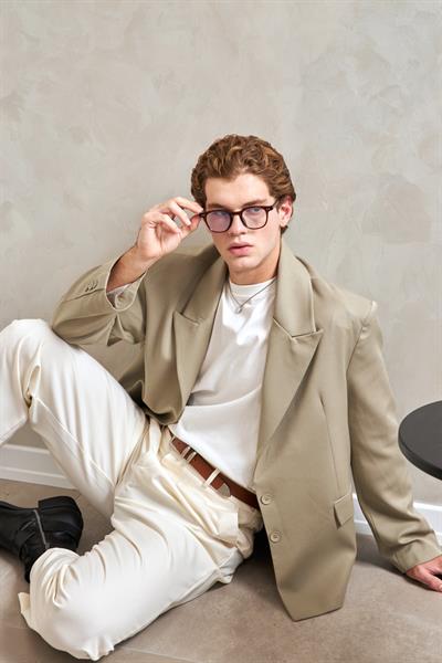 Erkek Oversize Blazer Ceket Haki