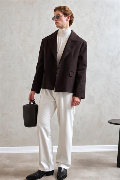 Erkek Oversize Blazer Ceket Kahverengi