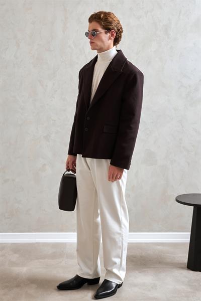 Erkek Oversize Blazer Ceket Kahverengi
