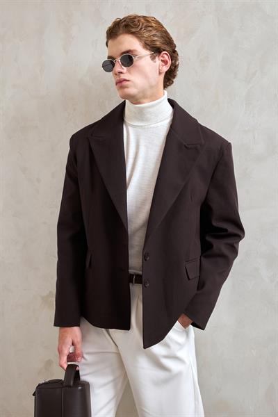 Erkek Oversize Blazer Ceket Kahverengi
