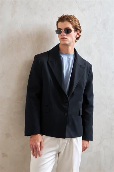 Erkek Oversize Blazer Ceket Lacivert