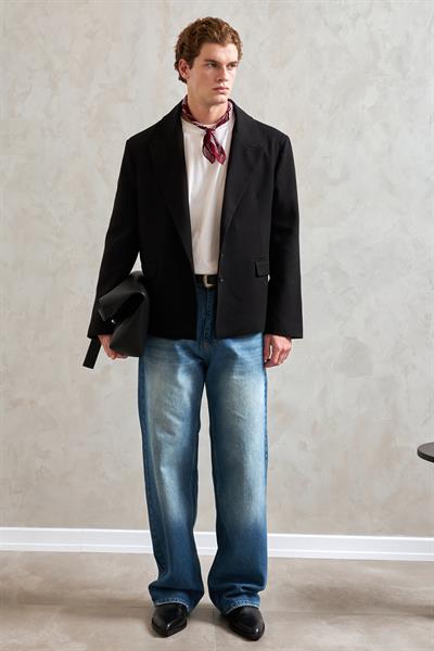 Erkek Oversize Blazer Ceket Siyah