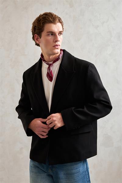 Erkek Oversize Blazer Ceket Siyah