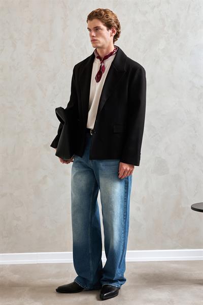 Erkek Oversize Blazer Ceket Siyah