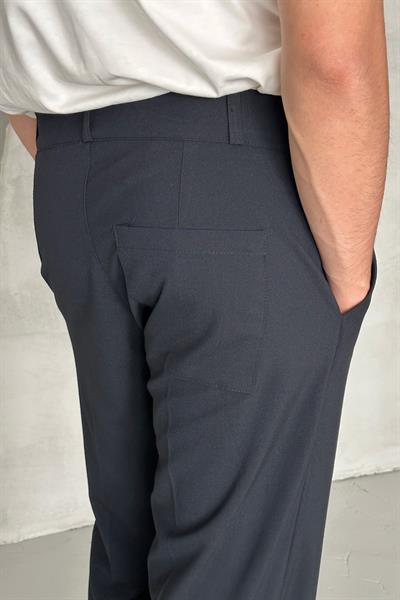 Erkek Oversize Rahat Kalıp Kruvaze Takım Elbise Lacivert