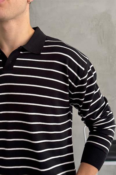 Erkek Pamuklu Polo Yaka Oversize Triko Kazak Beyaz