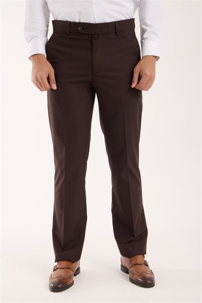 Erkek Regular Fit Kumaş Pantolon Kahverengi