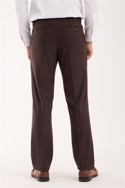 Erkek Regular Fit Kumaş Pantolon Kahverengi