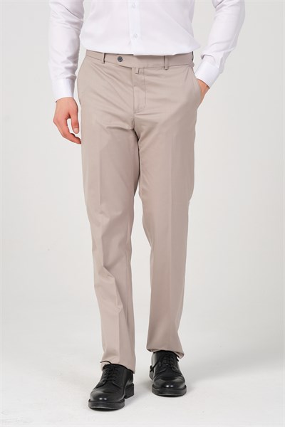 Erkek Regular Fit Kumaş Pantolon Krem