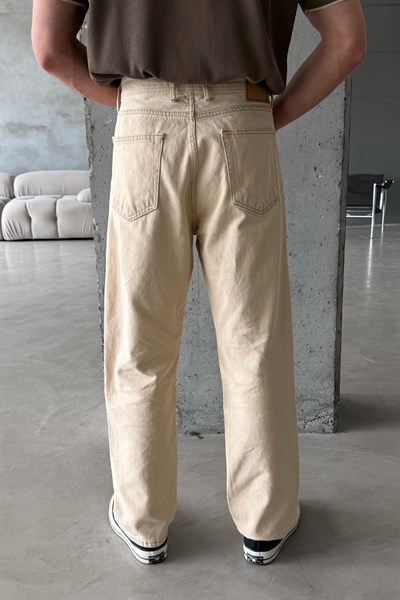 Erkek Regular Jean Pantolon Bej