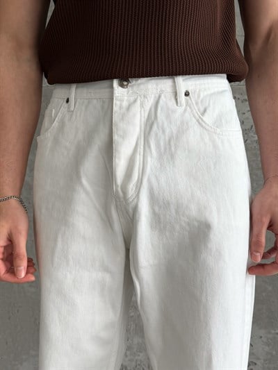 Erkek Regular Jean Pantolon Beyaz