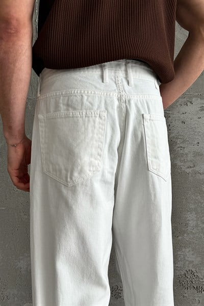 Erkek Regular Jean Pantolon Beyaz