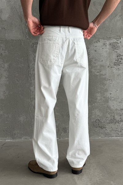 Erkek Regular Jean Pantolon Beyaz