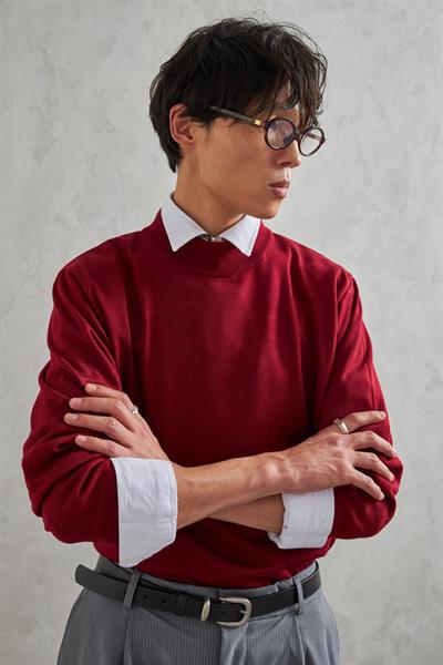 Erkek Yarım Balıkçı Oversize Basıc Triko Kazak Bordo