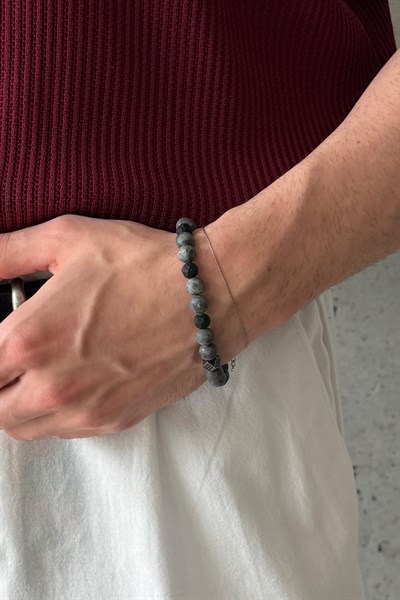 Unisex Doğal Taş Ayarlanabilir Bileklik Gri