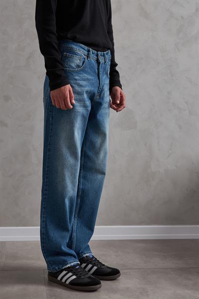 Erkek Baggy Jean Pantolon Koyu Mavi