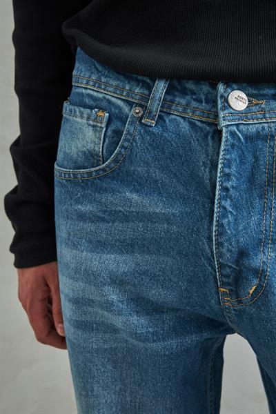 Erkek Baggy Jean Pantolon Koyu Mavi