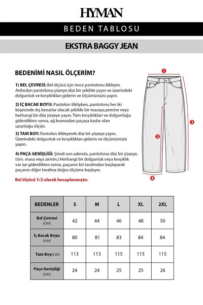 Erkek Ekstra Baggy Jean Pantolon indigo mavi