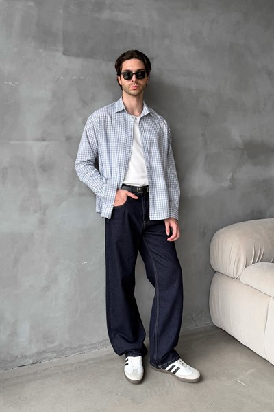 Erkek Ekstra Baggy Jean Pantolon Lacivert