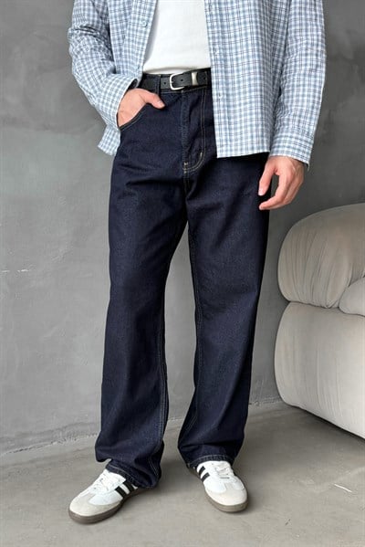 Erkek Ekstra Baggy Jean Pantolon Lacivert
