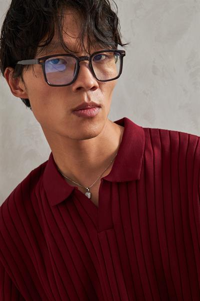Erkek Polo Yaka Fitilli Oversize Triko Kazak Bordo