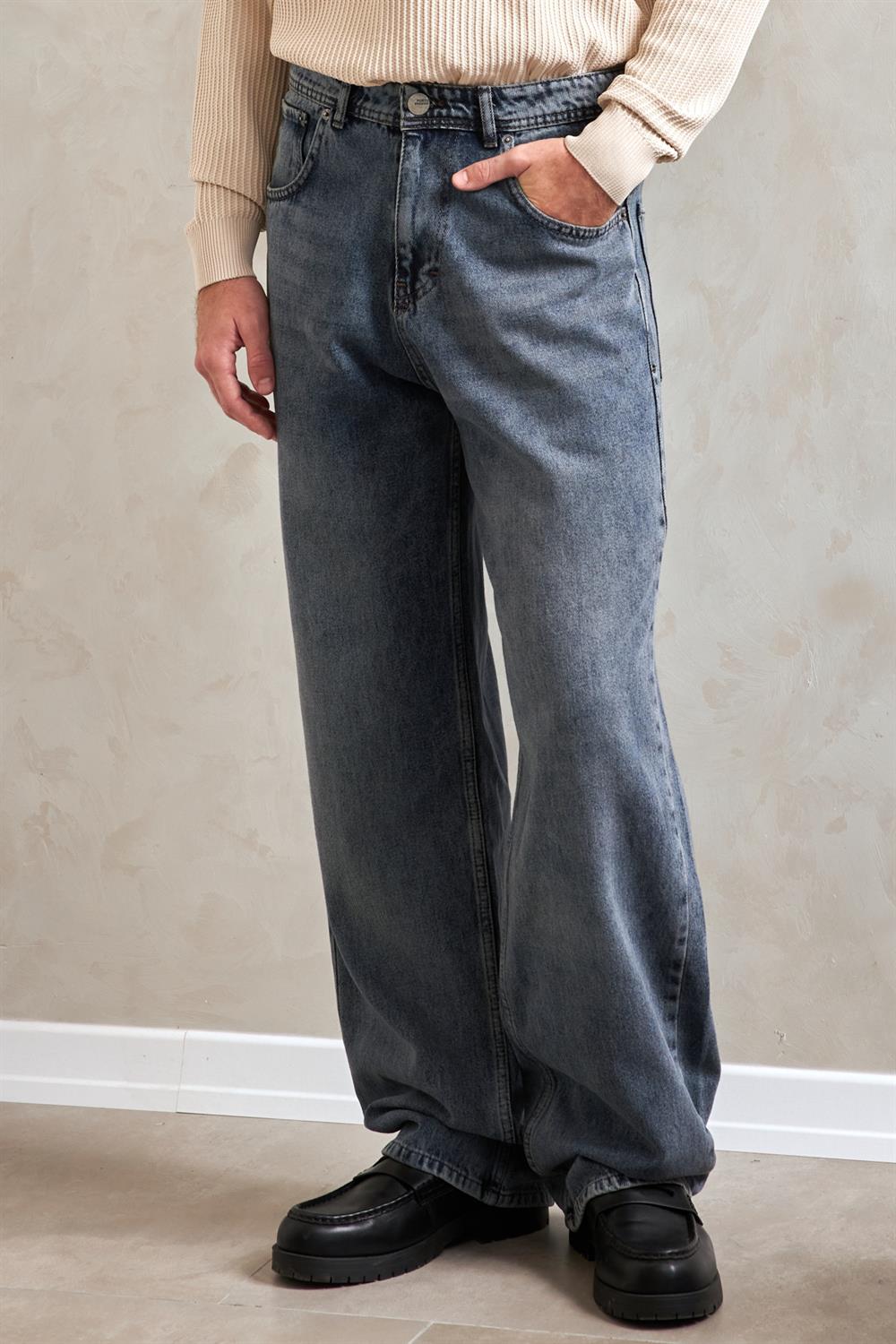 Erkek Ekstra Baggy Jean Pantolon Açık Mavi