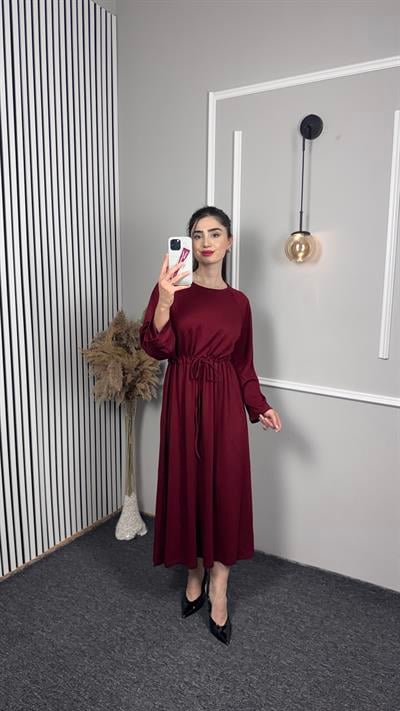 OYSH-O MODEL ÖNDEN BAĞLAMALI UZUN ELBİSE