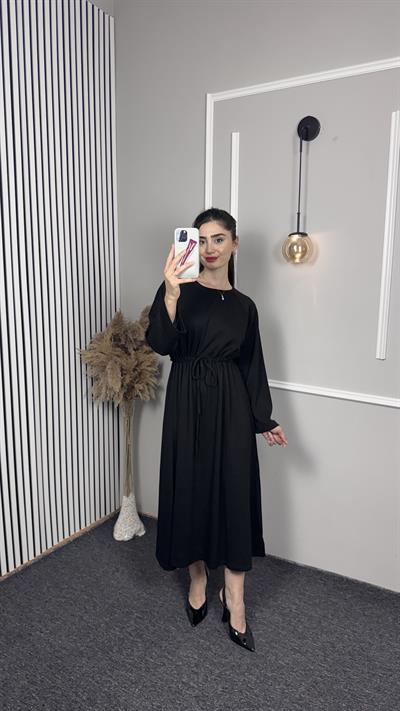 OYSH-O MODEL ÖNDEN BAĞLAMALI UZUN ELBİSE