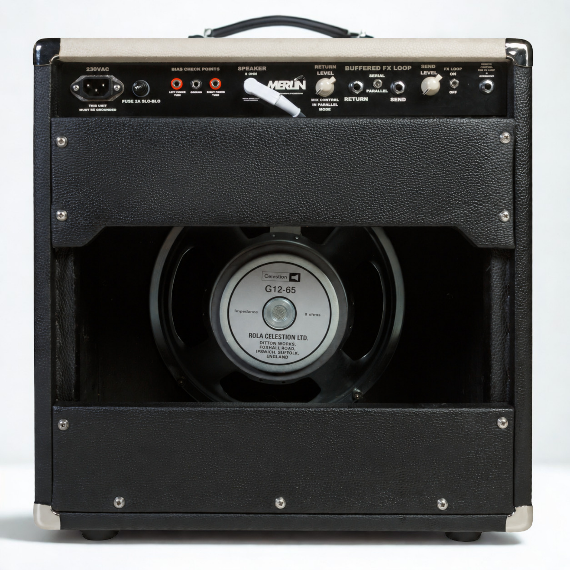 Full rear view of the Royaltone semi-open-back cabinet