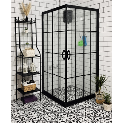 Duşhome Agata Serisi 100x100 cm Kare Mat Siyah Karolaj Desenli Temperli Cam Duşakabin (y: 190 cm)DUŞHOME AGATA Duşakabin 100x100 Kare | Mat Siyah Profil | Karolaj Desen Cam | H:190cm | Modern & Şık Banyo DuşakabinDuşakabinDUŞHOME7636DUŞHOMEDuşhome Agata Serisi 100x100 cm Kare Mat Siyah Karolaj Desenli Temperli Cam Duşakabin (y: 190 cm)
